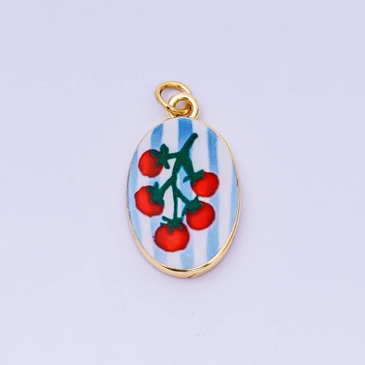 24K Gold Filled Enamel Oval Charm