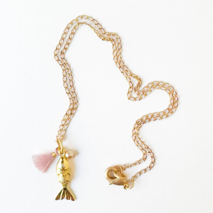 24K Gold Plated Fish Charm Necklace