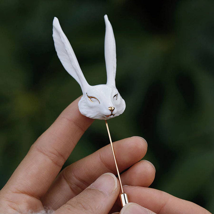 Ceramic Brooch "White Fox"