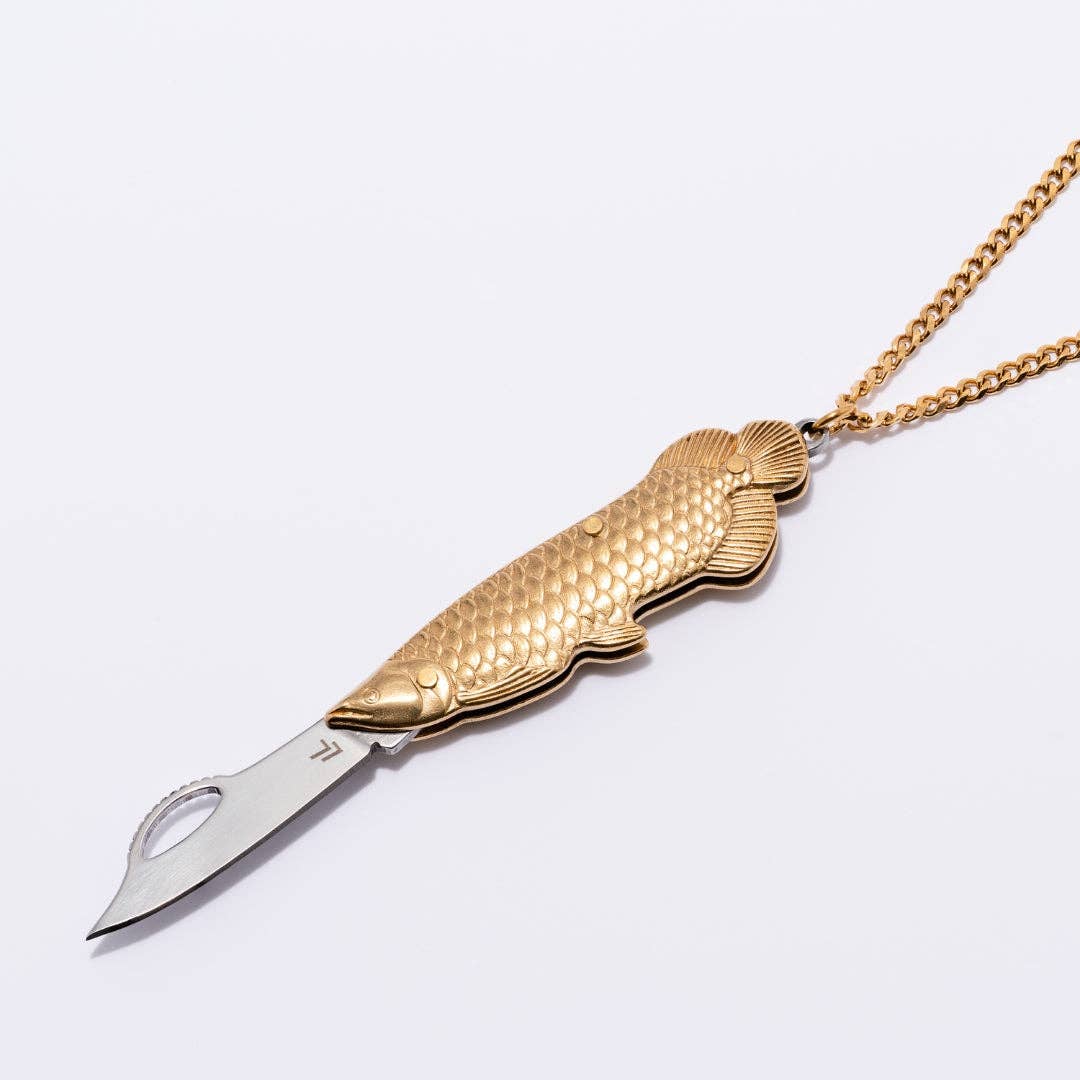 Fish Utility Safety Necklace - Brass & Steel