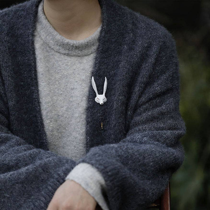 Ceramic Brooch "White Fox"