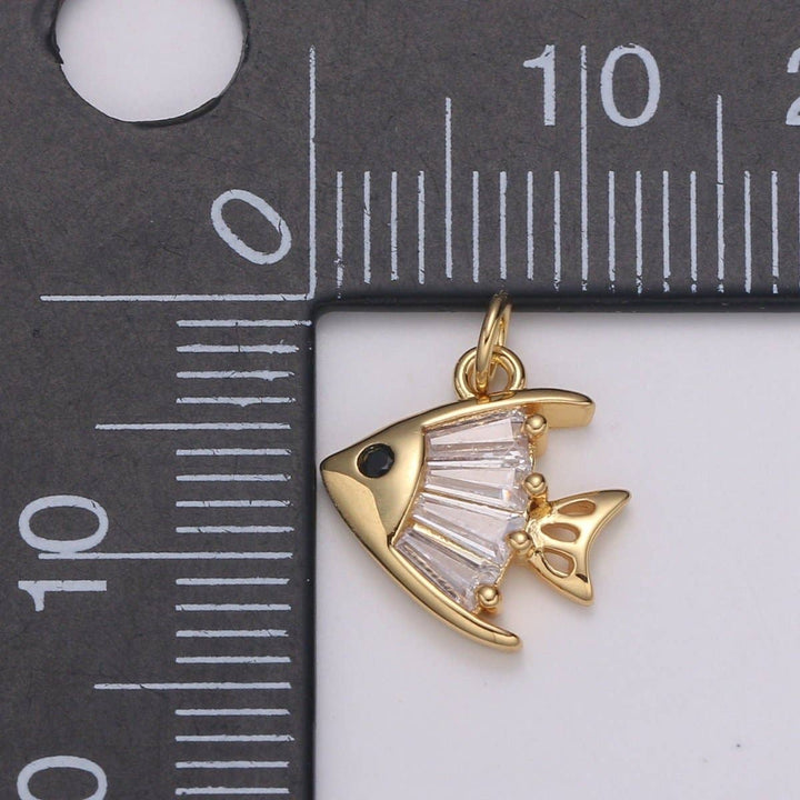Baguette Pave Gold Fish Charm