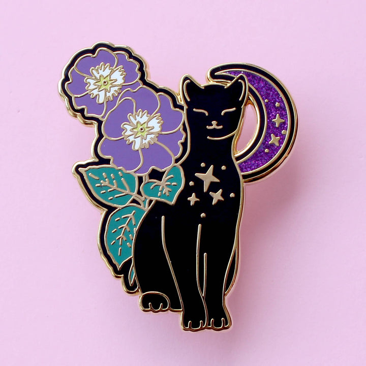Primrose Cat Enamel Pin: Non-Binary Pride