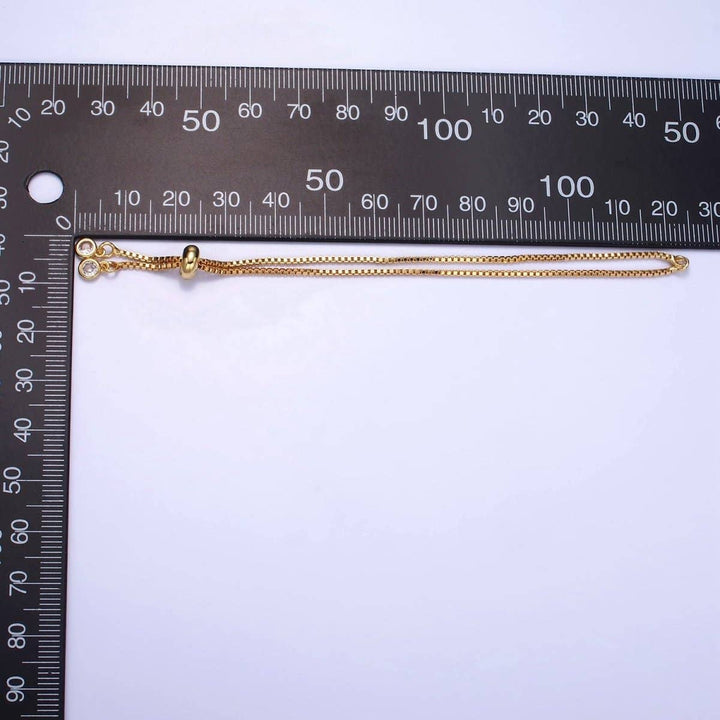24K Gold Filled Box Chain Slider Charm Bracelet
