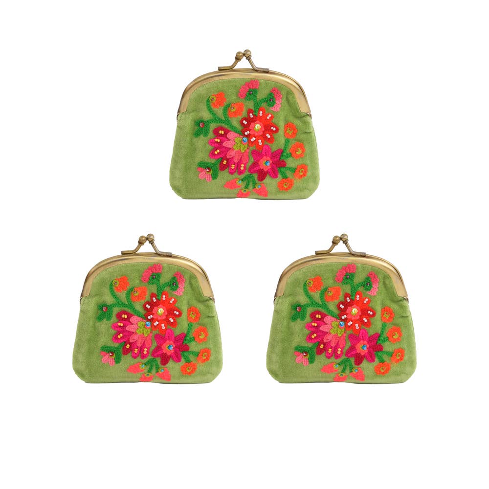 Floral Green Pouch/Clutch