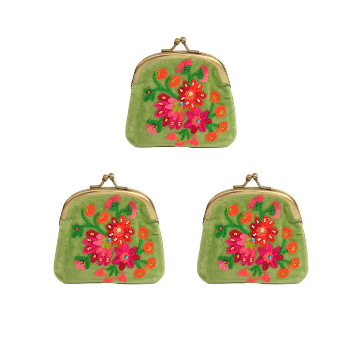 Floral Green Pouch/Clutch