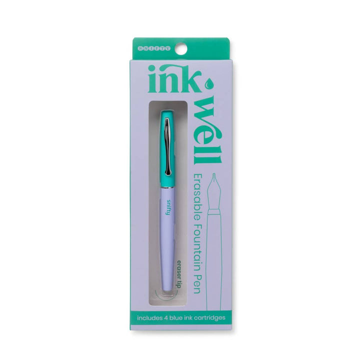 INK WELL ERASABLE FOUNTAIN PEN - PERIWINKLE/KELLY GREEN