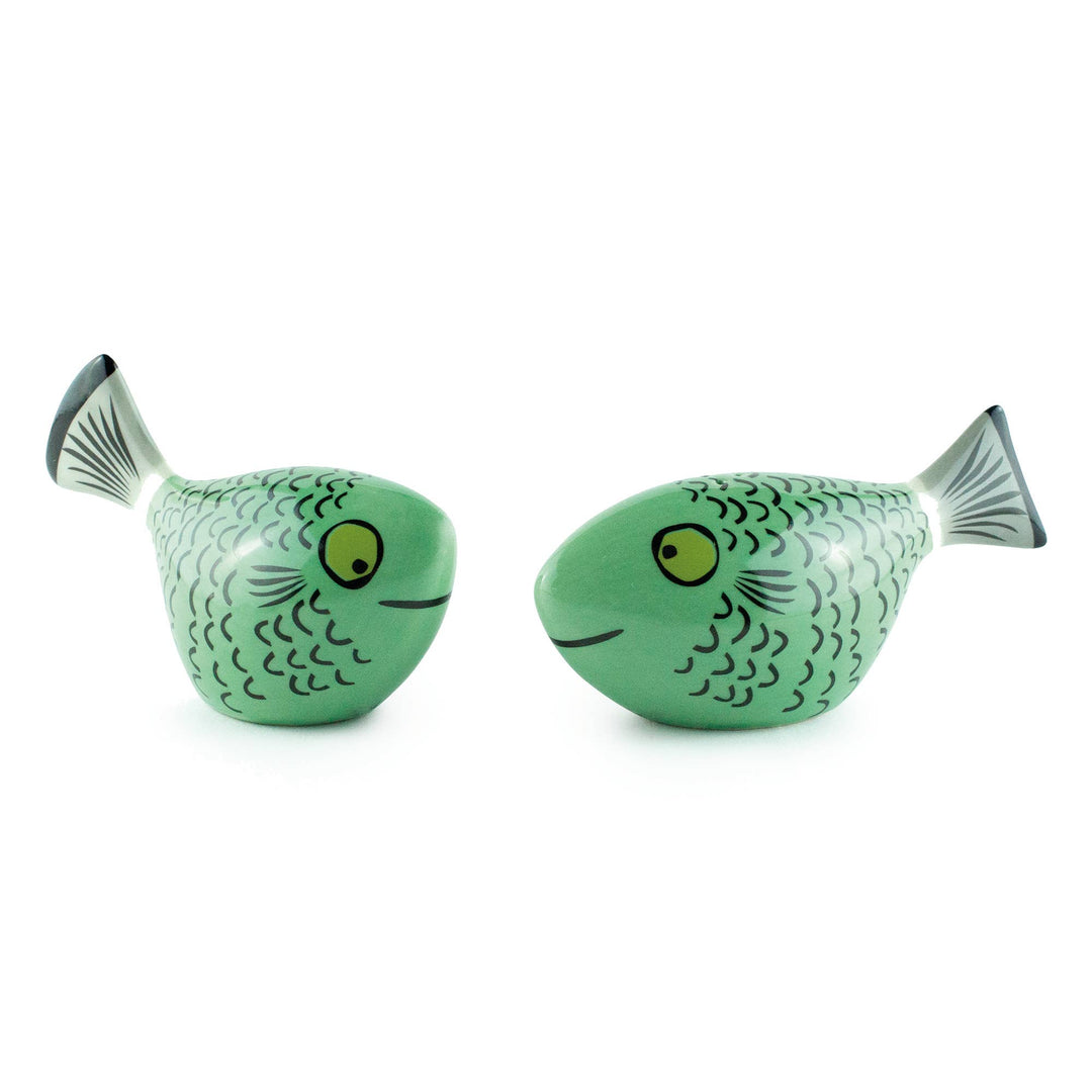 Jade Green Fish Salt and Pepper Shakers
