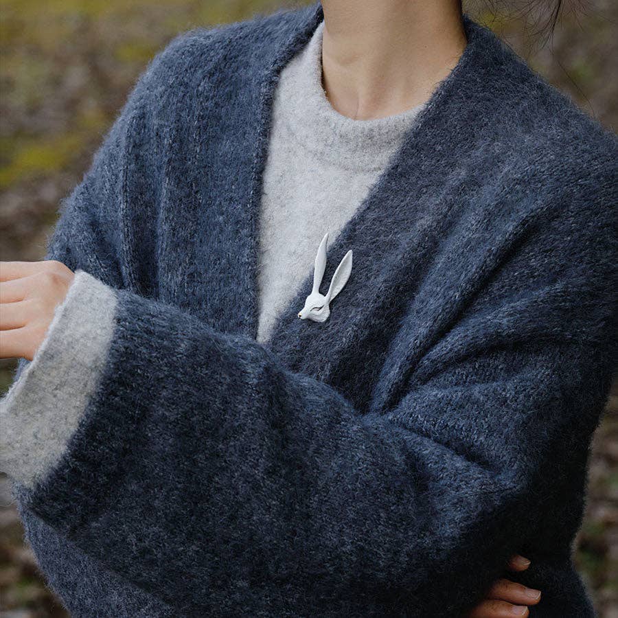 Ceramic Brooch "White Fox"