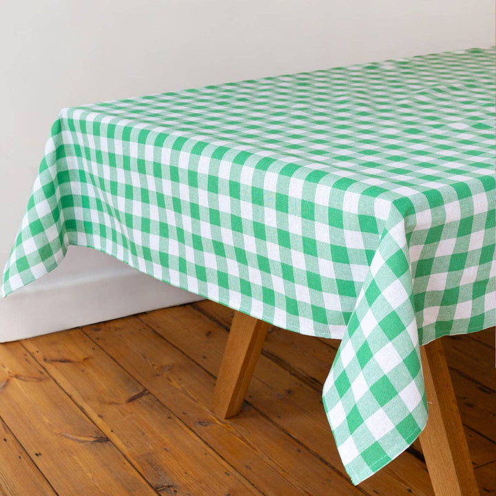 Green & White Gingham Tablecloth