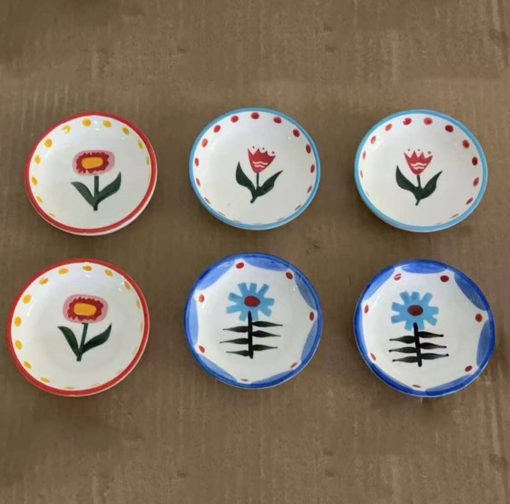 Ceramic Blue Flower Trinket Tray