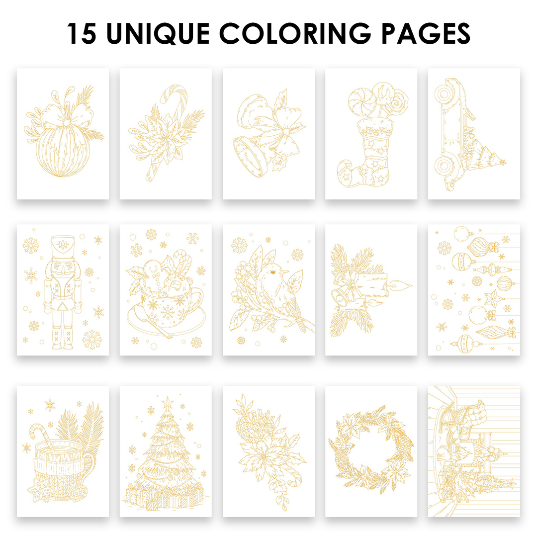 Holiday-Themed Watercolor Coloring Book