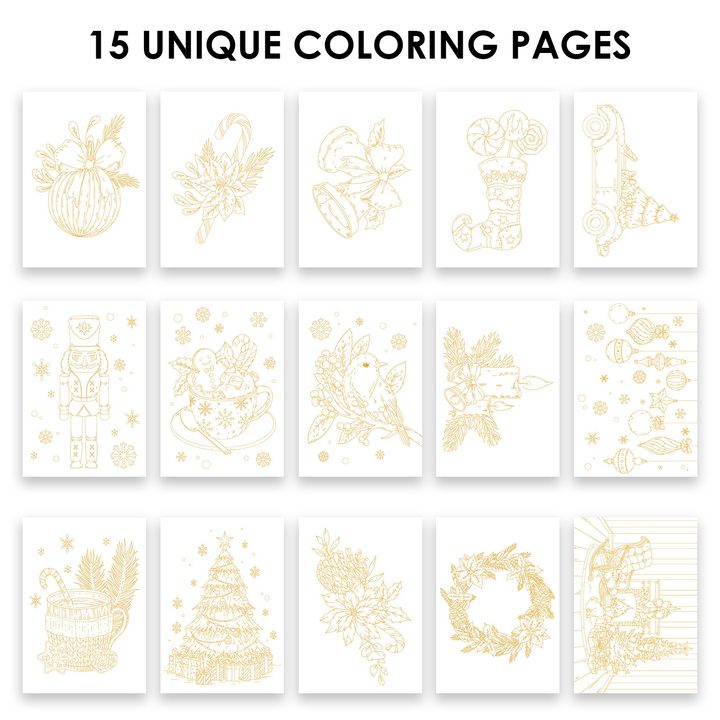 Holiday-Themed Watercolor Coloring Book