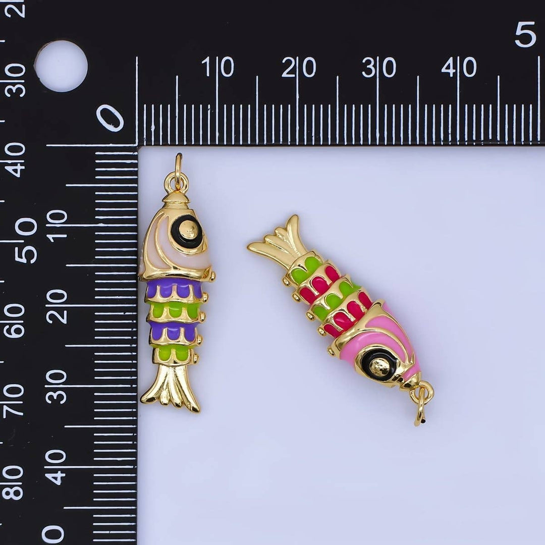 24K Gold Filled Multicolor Fish Charm