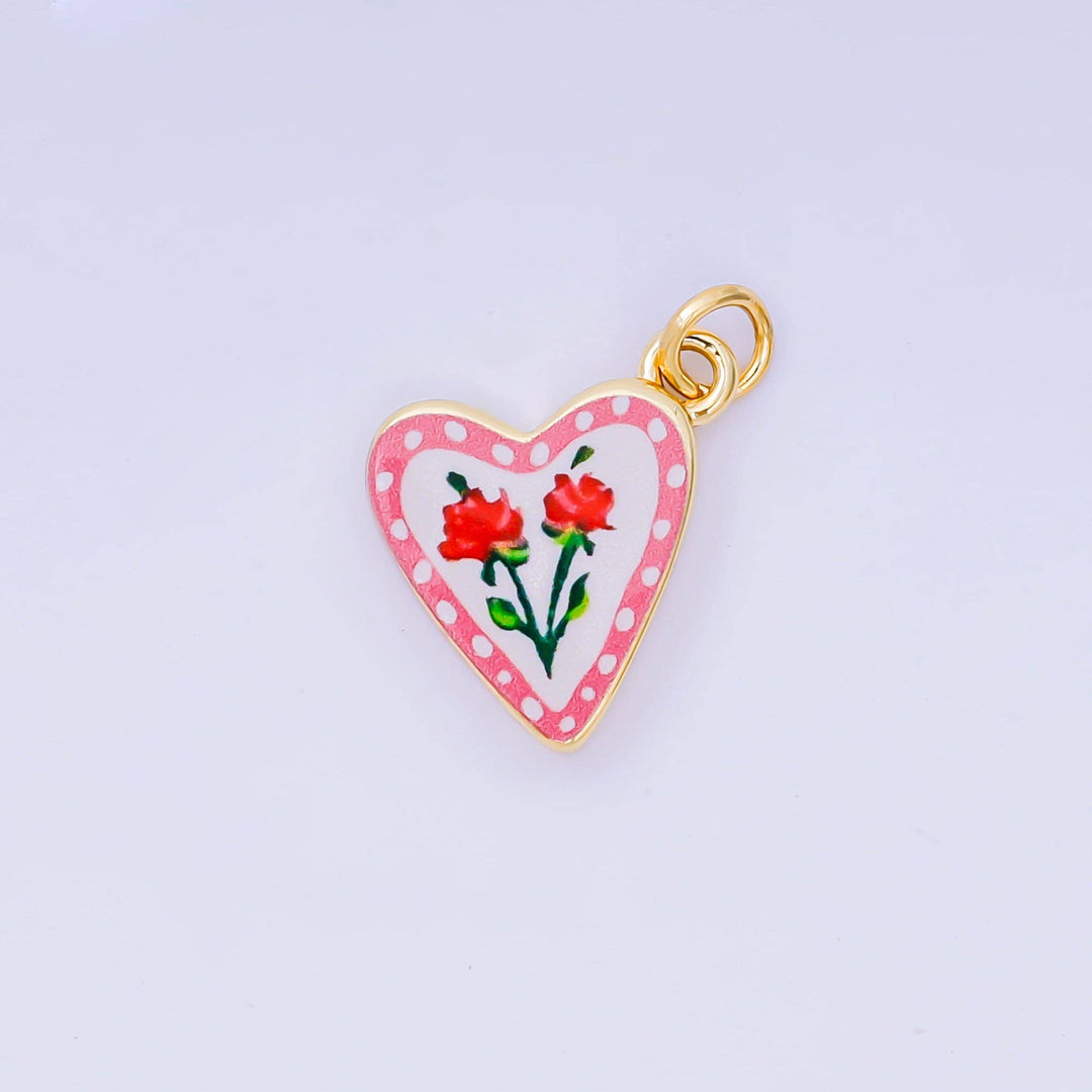 24K Gold Filled Enamel Heart Charm