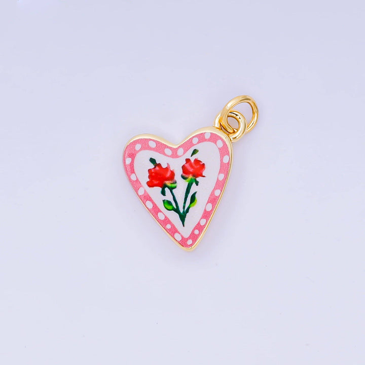 24K Gold Filled Enamel Heart Charm
