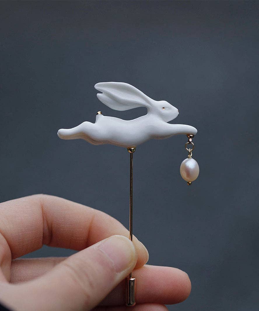 Ceramic Rabbit Brooches