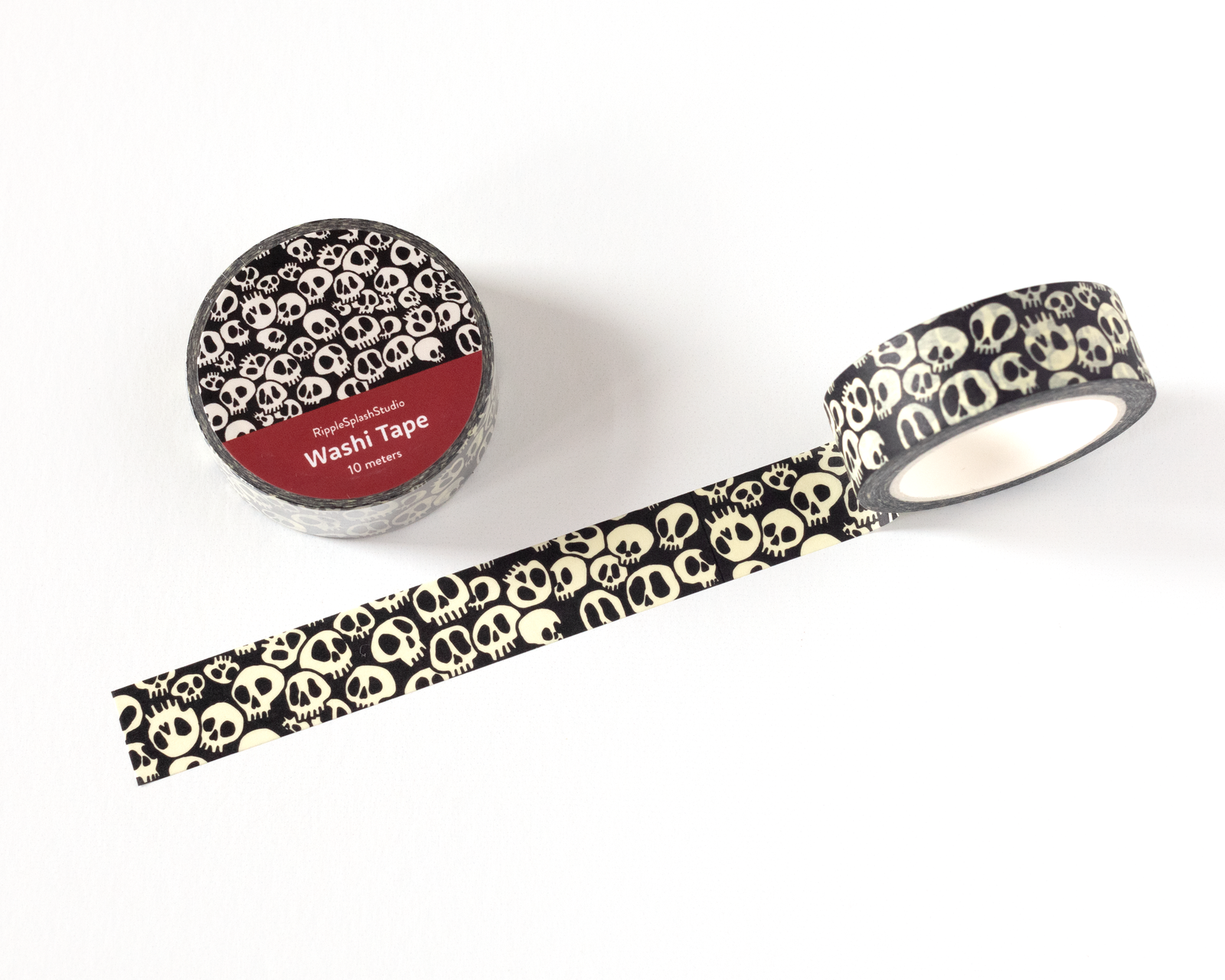 Washi tape with skull pattern on a white background
