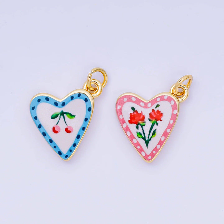 24K Gold Filled Enamel Heart Charm