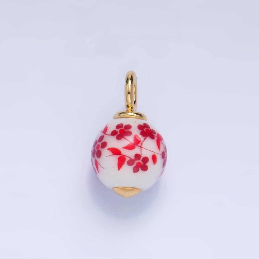 24K Gold Filled Ceramic Flower Charm
