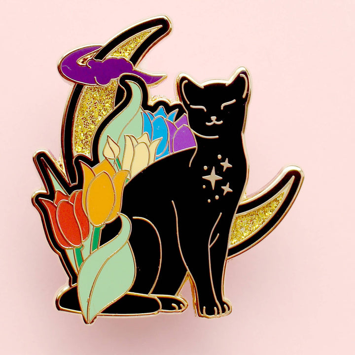 Tulip Cat Enamel Pin: Rainbow Pride