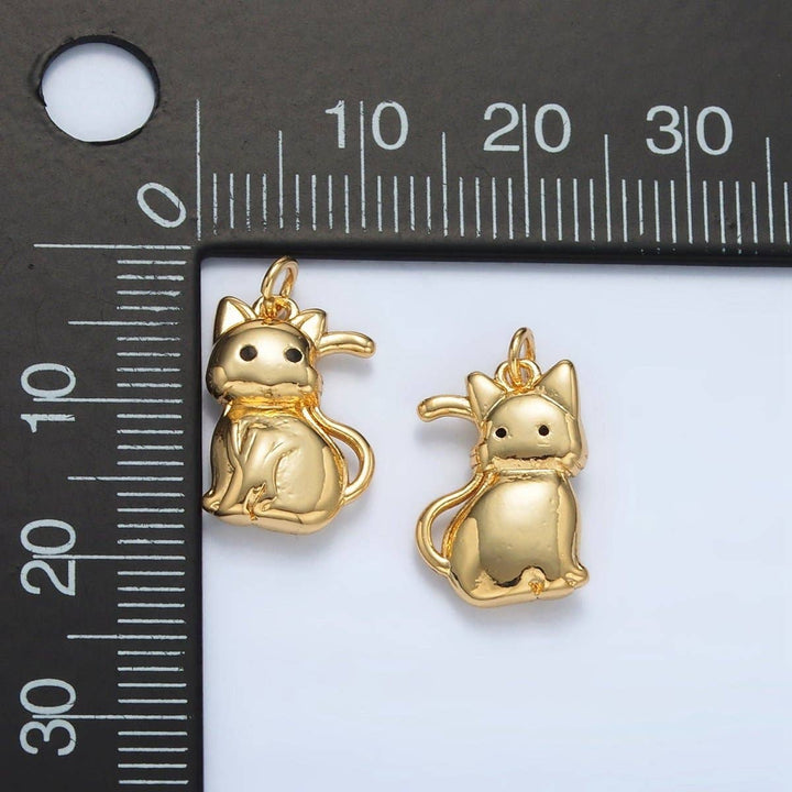 24K Gold Filled Mini Puffed Cat Charm