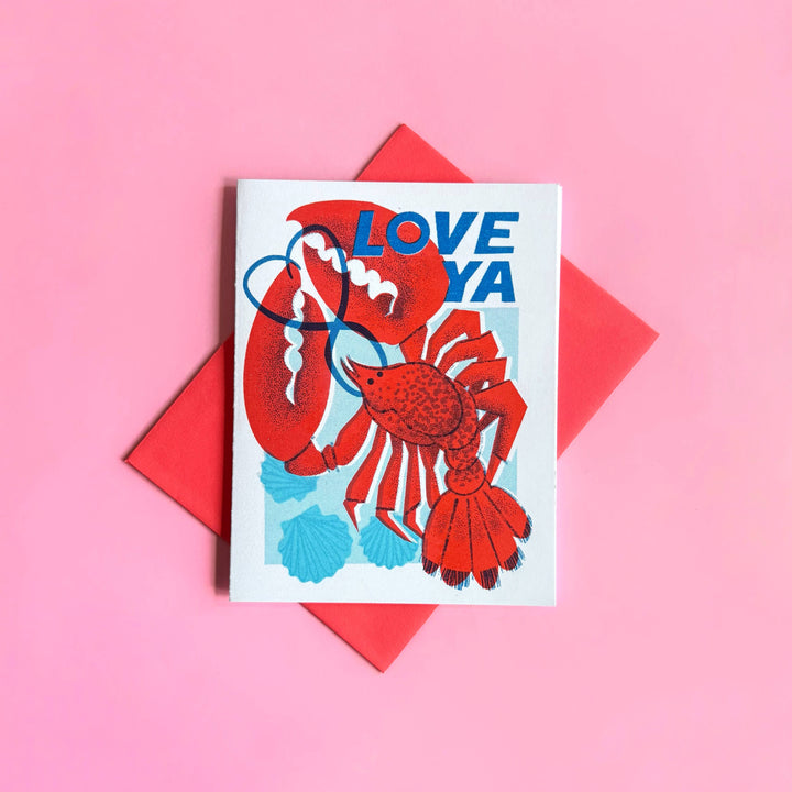 Love Ya Lobster Risograph Love Card