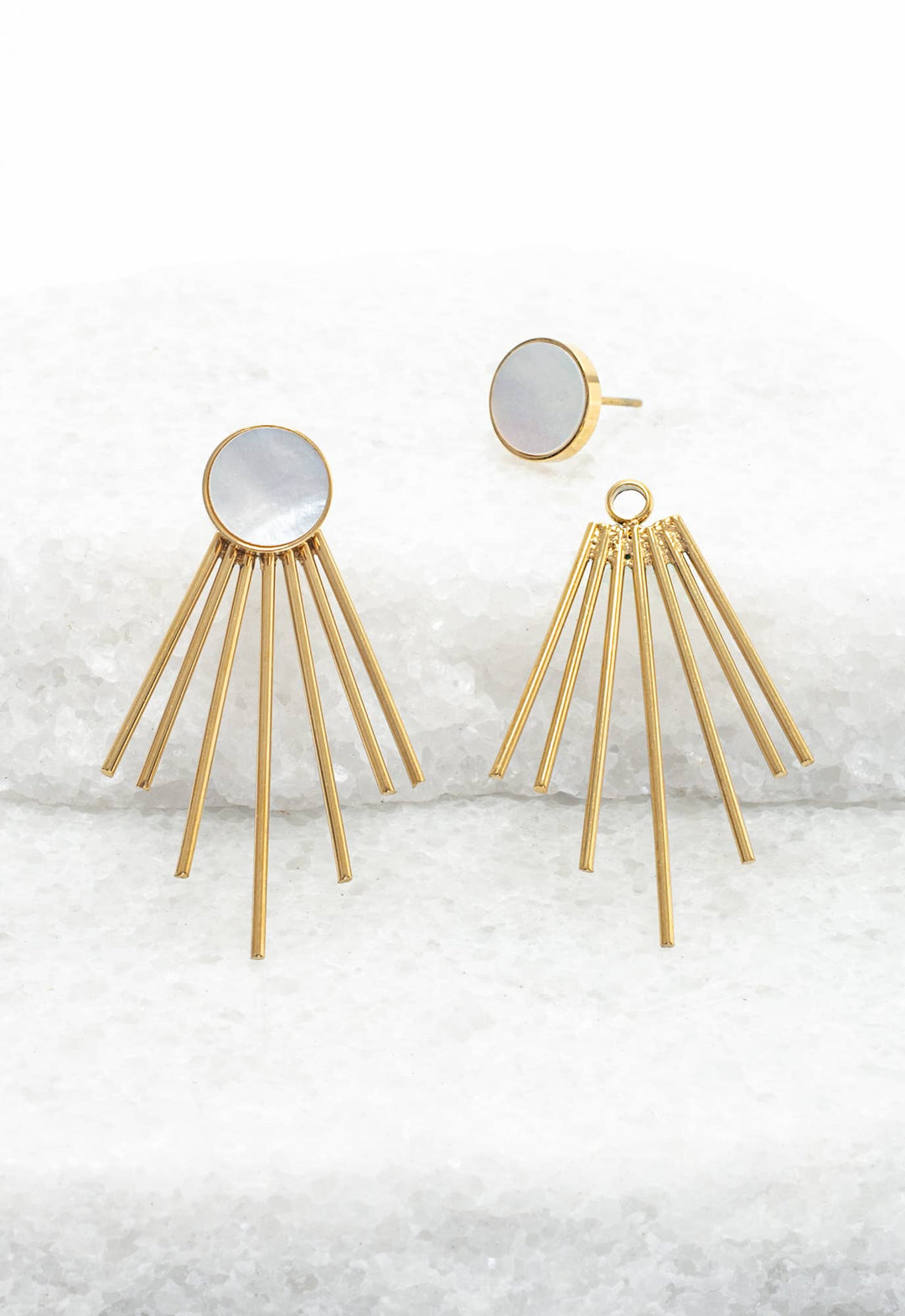 Mother of Pearl Stud &amp; Fringe Earrings